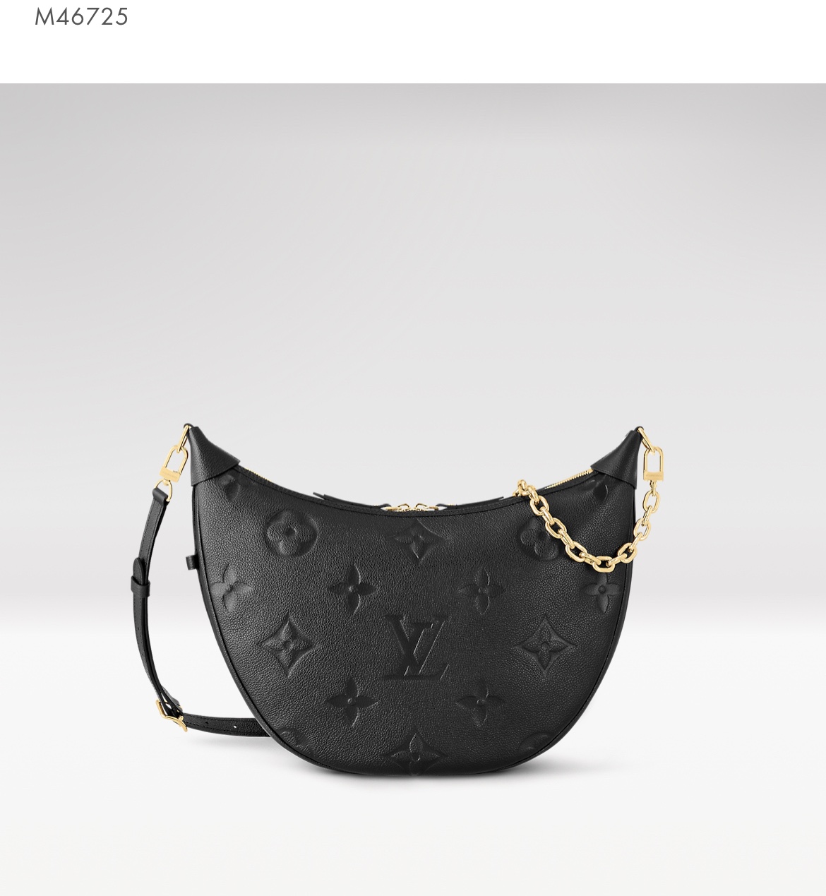 Louis Vuitton M46725 Black All -Leather Moon Bag Series Loop Hobo ...