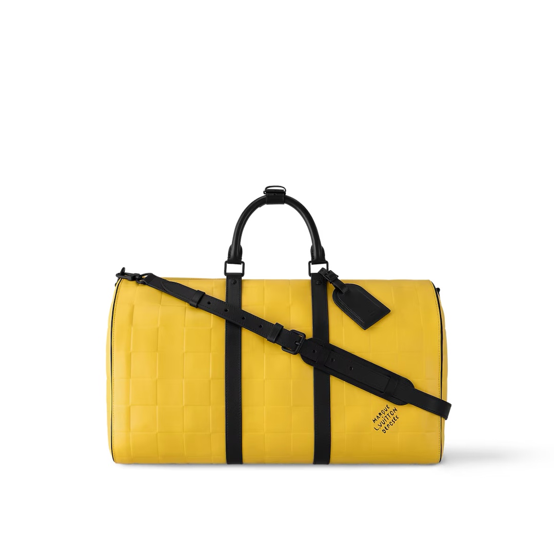 Louis Vuitton Lv Keepall Bandouliere 50cm travel bag M25019 yellow (lattice embossed) is so hot