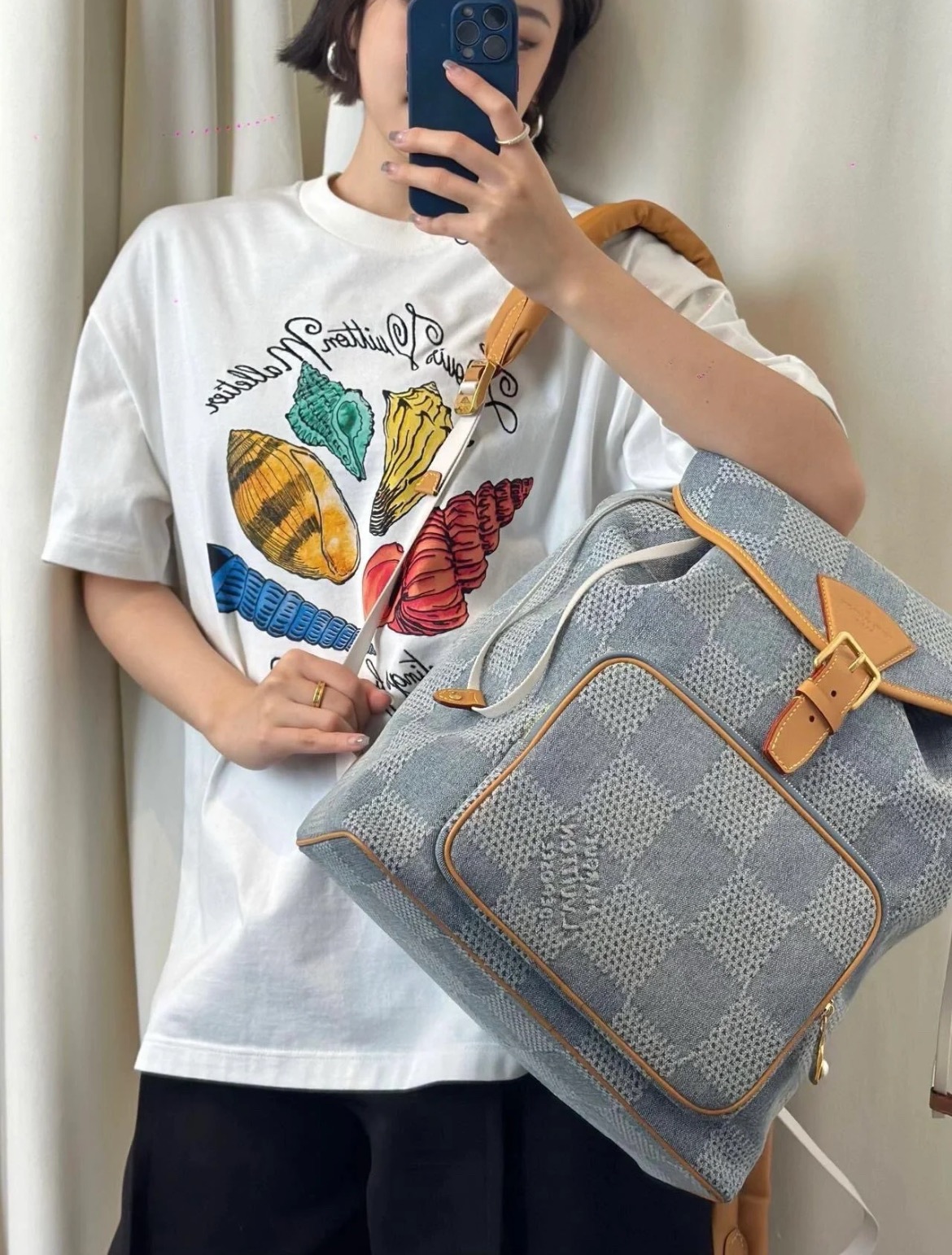 Louis Vuitton [Montsouris Backpack] N40708 Blue (Plaid Denim) Official Hot Sale