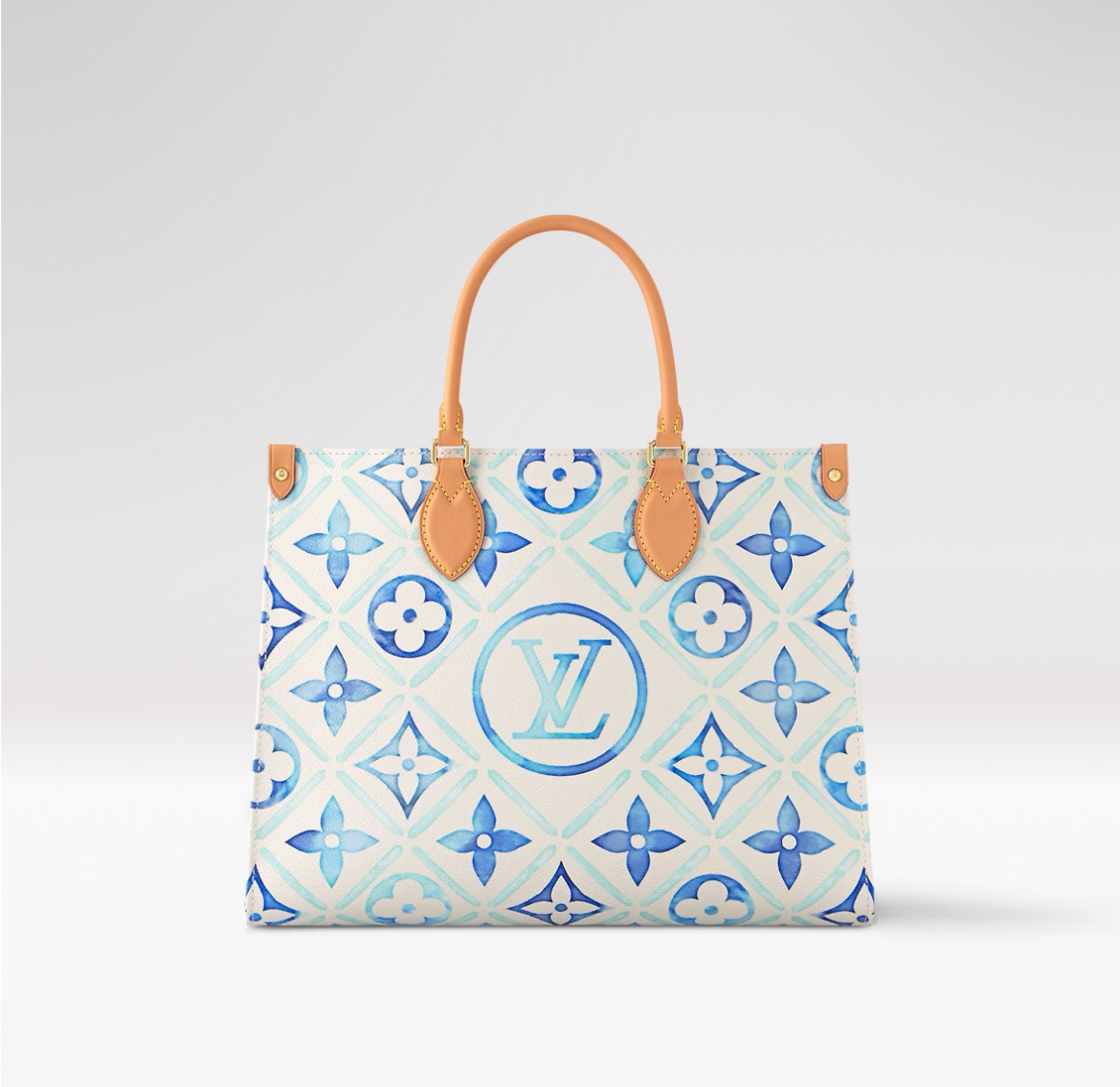 Louis Vuitton LV Onthego Sacs Cabas Bleu Imprimé Toile Cuir de vache Série d’été Circle M11262