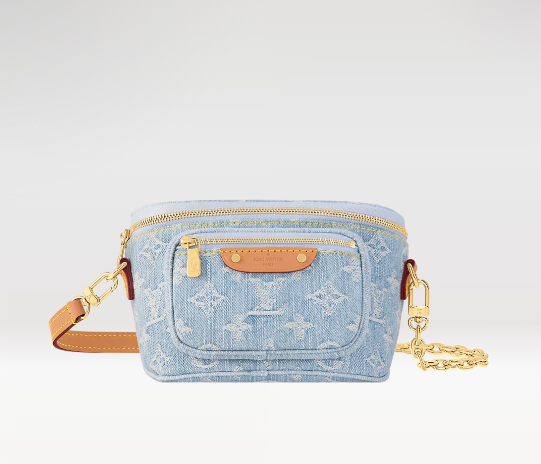 Louis Vuitton LV Bumbag Tassen Heuptasje handtassen Blauw Lichtblauw Wit Vintage Kettingen M83353