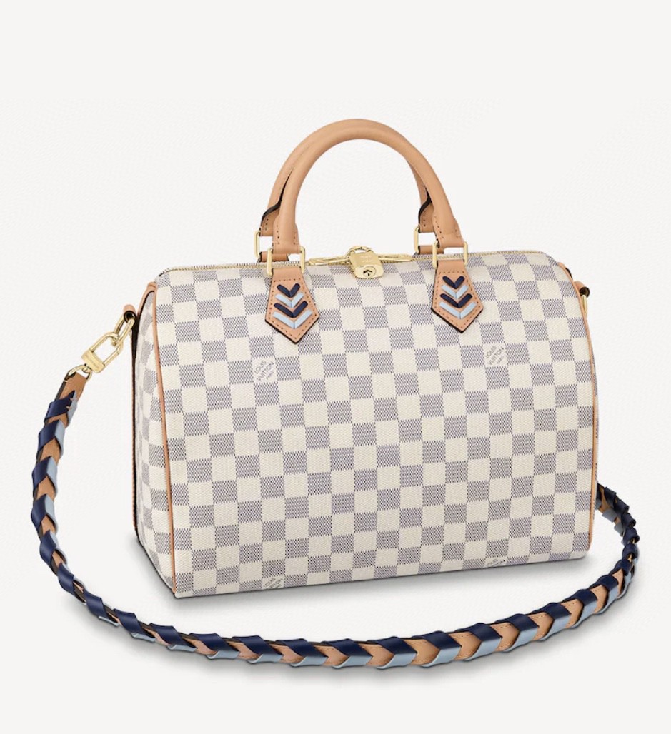 Louis Vuitton LV Speedy Tassen handtassen Wit Geel Weven Damier Azur N50054