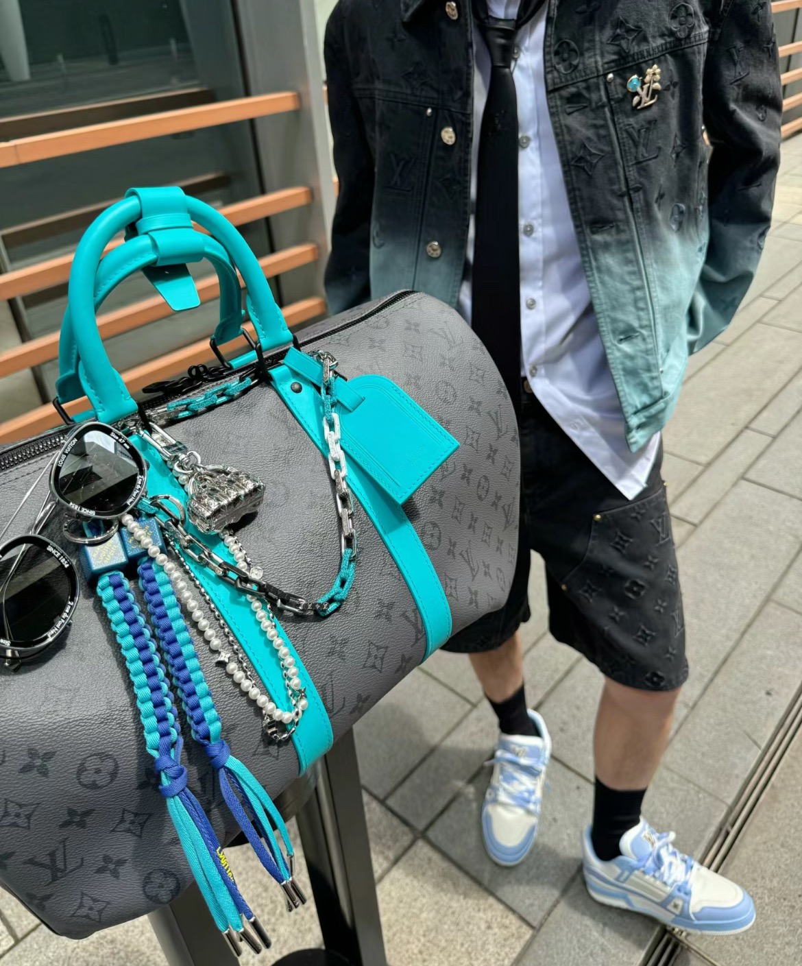 Louis Vuitton LV Keepall Taschen Reisetaschen Replik 1: 1 hohe Qualität
 Blau M11481