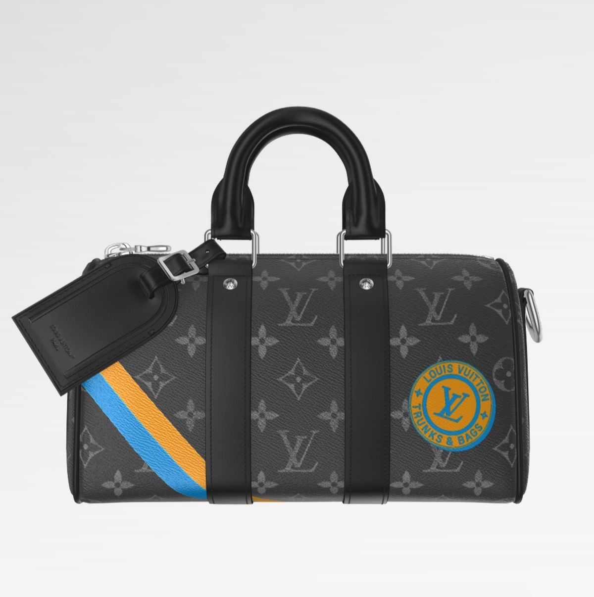 【Keepall 25cm 手袋】P01942 黑花/丝印 参考图