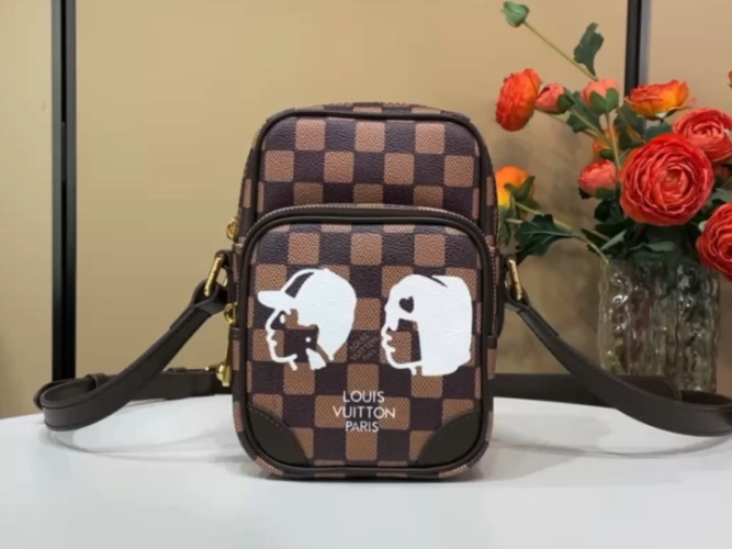 Louis Vuitton Amazone Crossbody Bag Damier Ebene with Pharrell & Nigo Print 18 Louis Vuitton Amazone Crossbody Bag Damier Ebene with Pharrell & Nigo Print