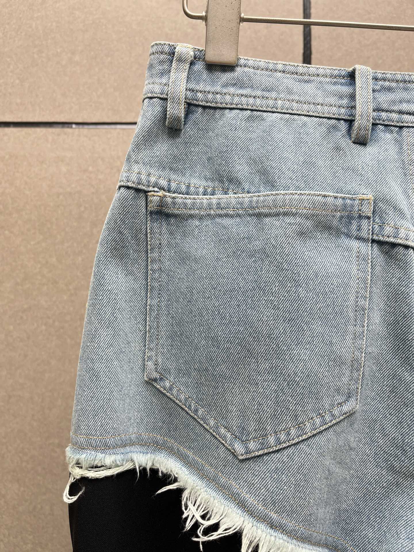 ♥️毛须边撞色拼接牛仔裤！棉 SML