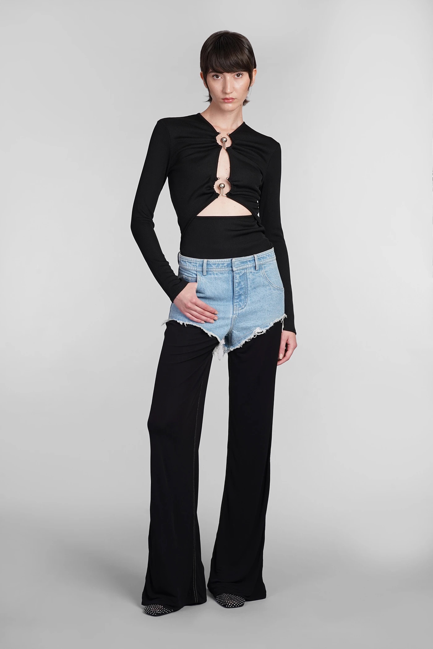 ♥️毛须边撞色拼接牛仔裤！棉 SML