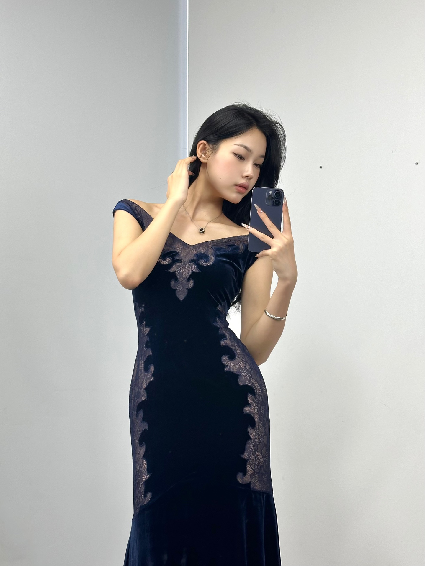 ♥️蕾丝镂空丝绒礼服裙！SML 