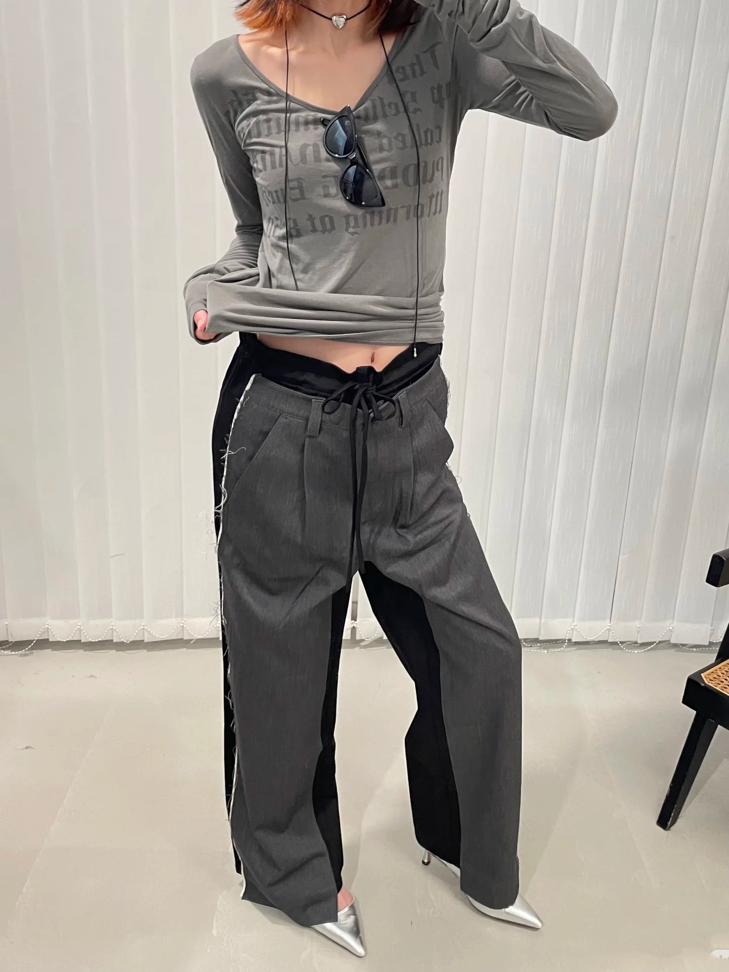 NO:319098,Spliced ​​trousers in front and back!  SML, alexander wang19860909前后拼接长裤！SML,,alexander wang,Women's clothing