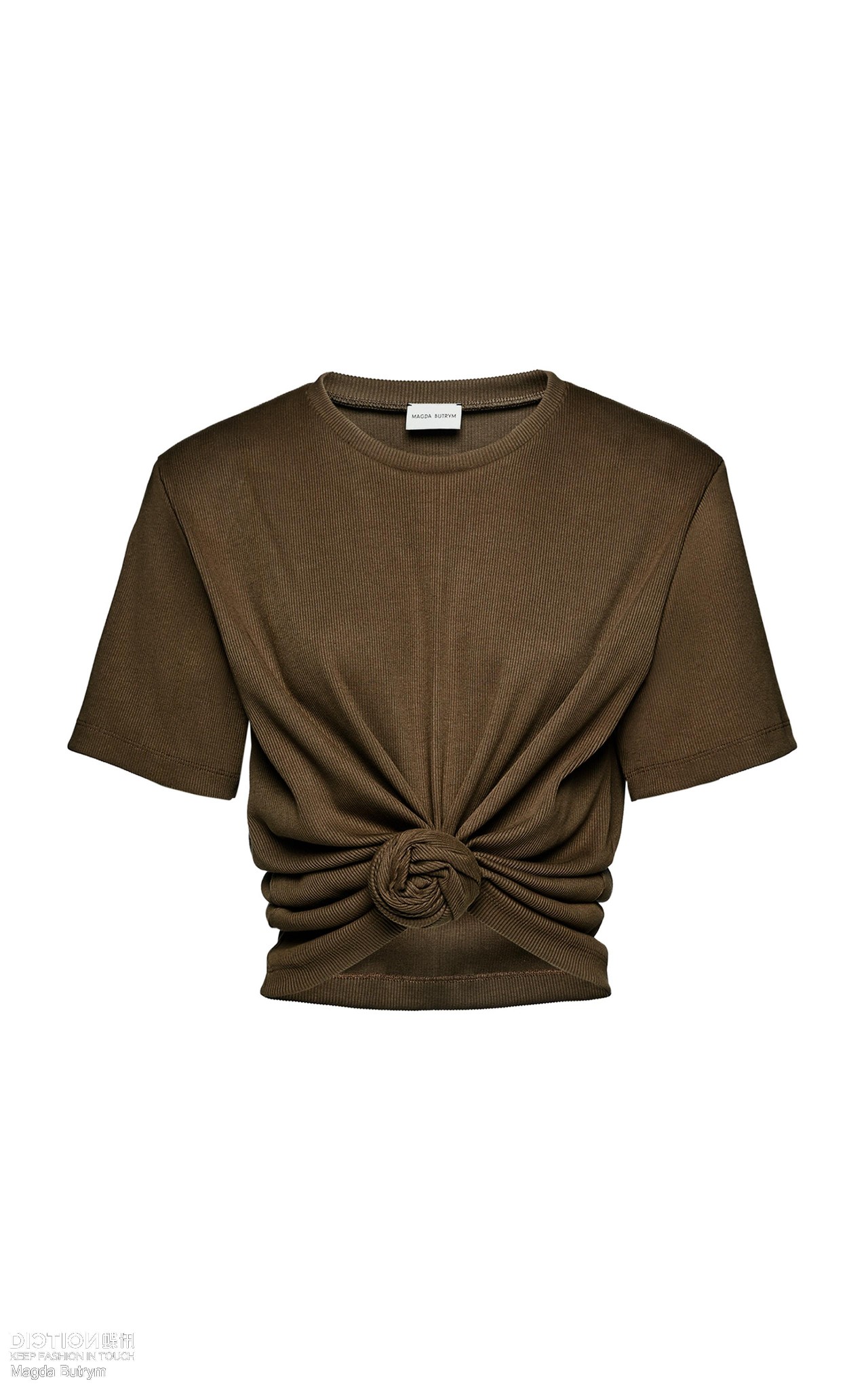 NO:319164,Magda knotted threaded T-shirt!  Cotton brown SML, tees, t-shirt,alexander wang19860909magda打结纽花螺纹T恤！棉 咖啡色 SML,,tees，t-shirt,alexander wang,Women's clothing