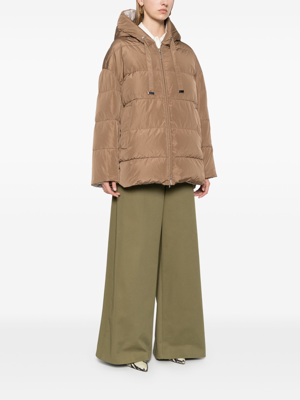 ❤️max 刺绣双面撞色羽绒服！双面穿 银灰+咖啡色 字母刺绣 填充白鸭绒 SML 