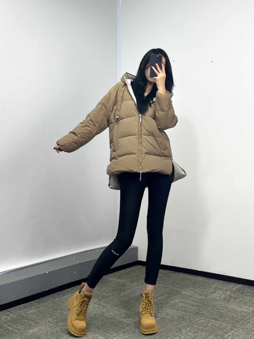 ❤️max 刺绣双面撞色羽绒服！双面穿 银灰+咖啡色 字母刺绣 填充白鸭绒 SML 