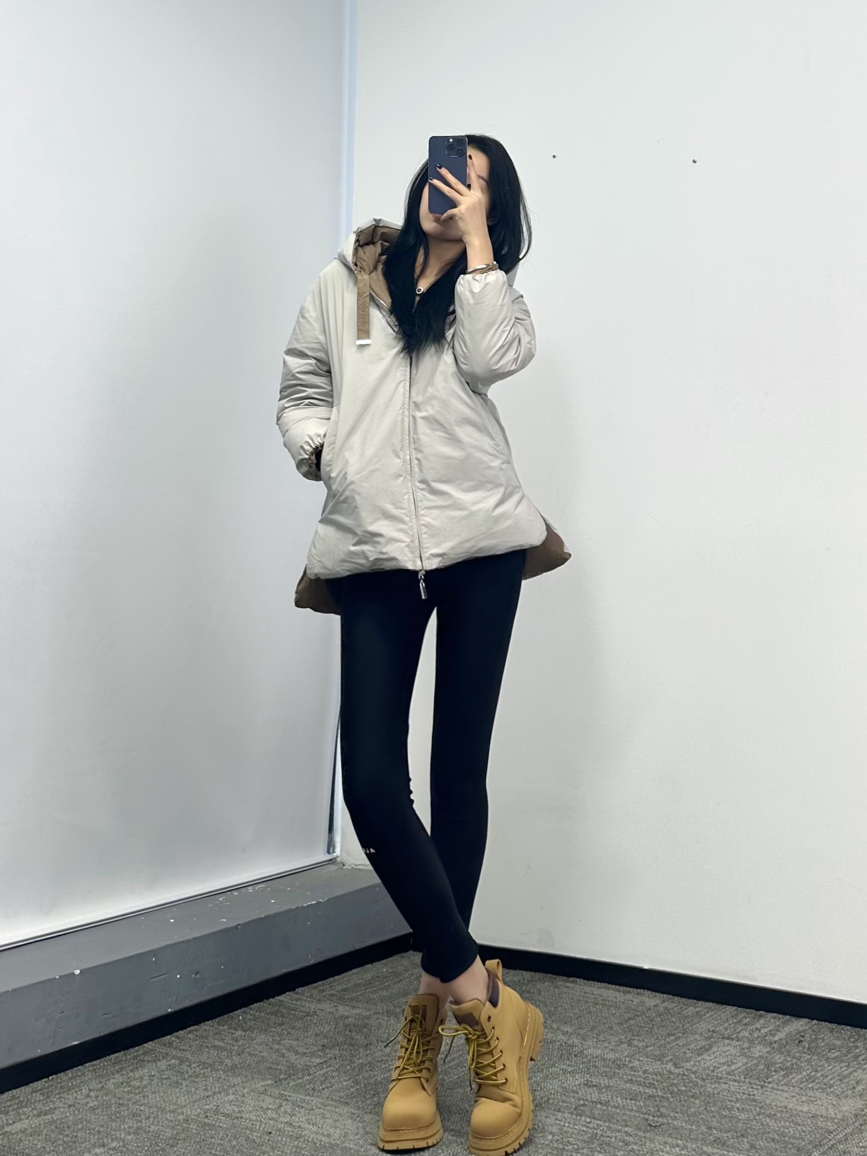 ❤️max 刺绣双面撞色羽绒服！双面穿 银灰+咖啡色 字母刺绣 填充白鸭绒 SML 