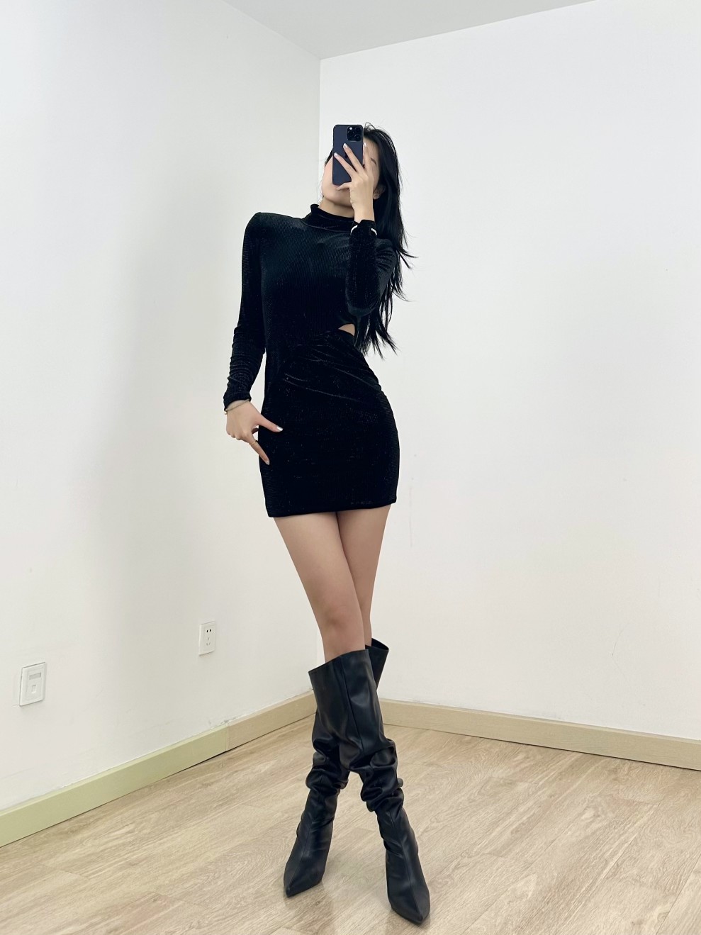 ❤️丝绒烫钻露腰连衣裙！SML 