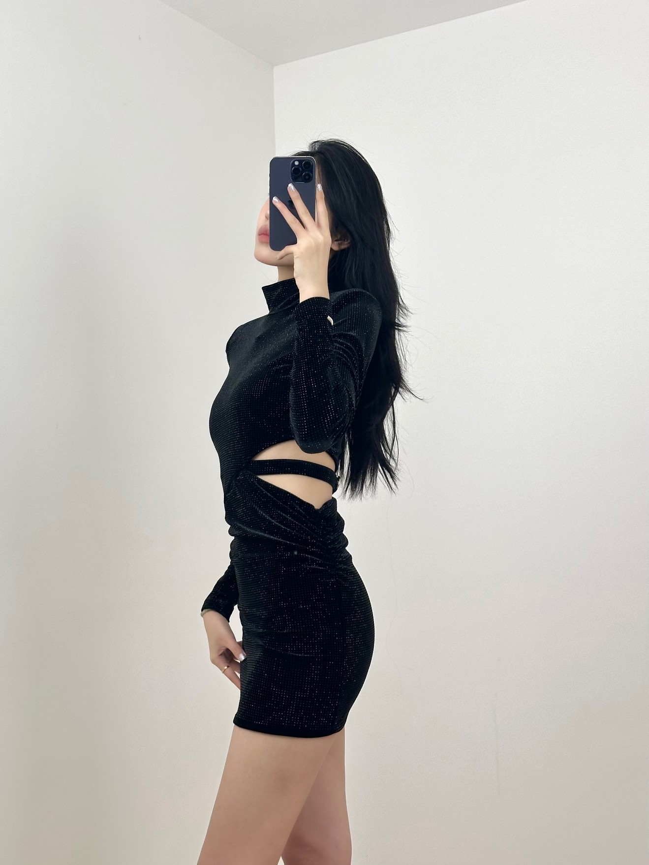 ❤️丝绒烫钻露腰连衣裙！SML 