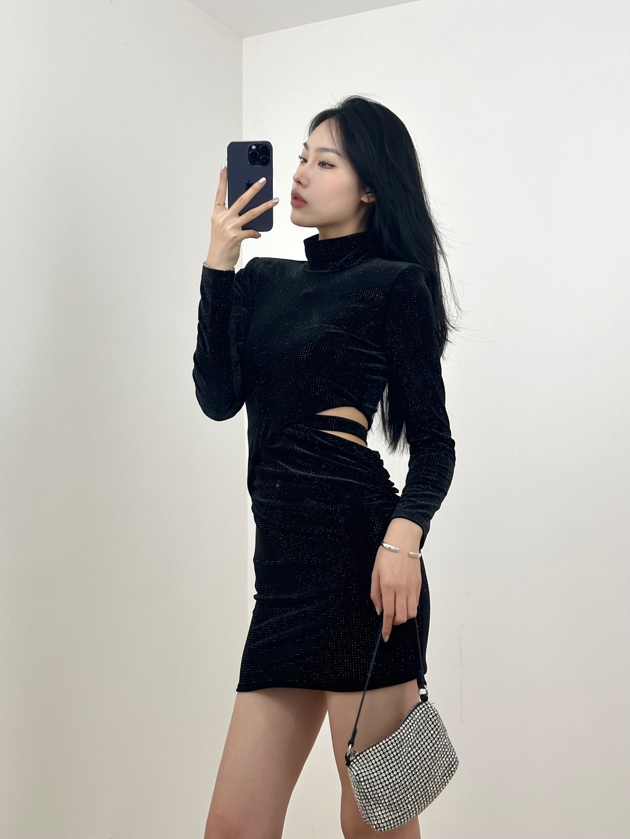 ❤️丝绒烫钻露腰连衣裙！SML 