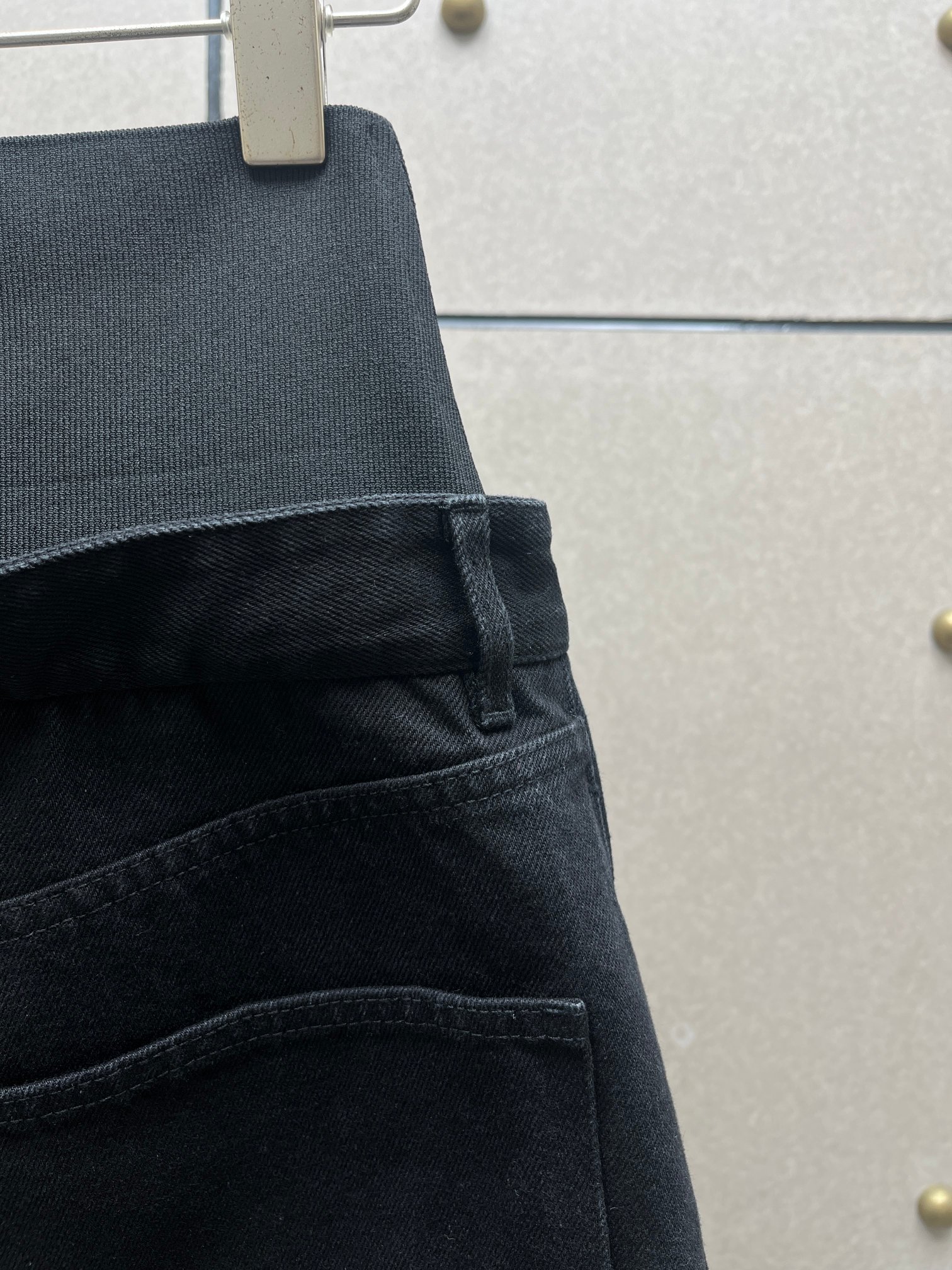 ❤️alai* 针织螺纹高腰拼接洗水牛仔裤！SML