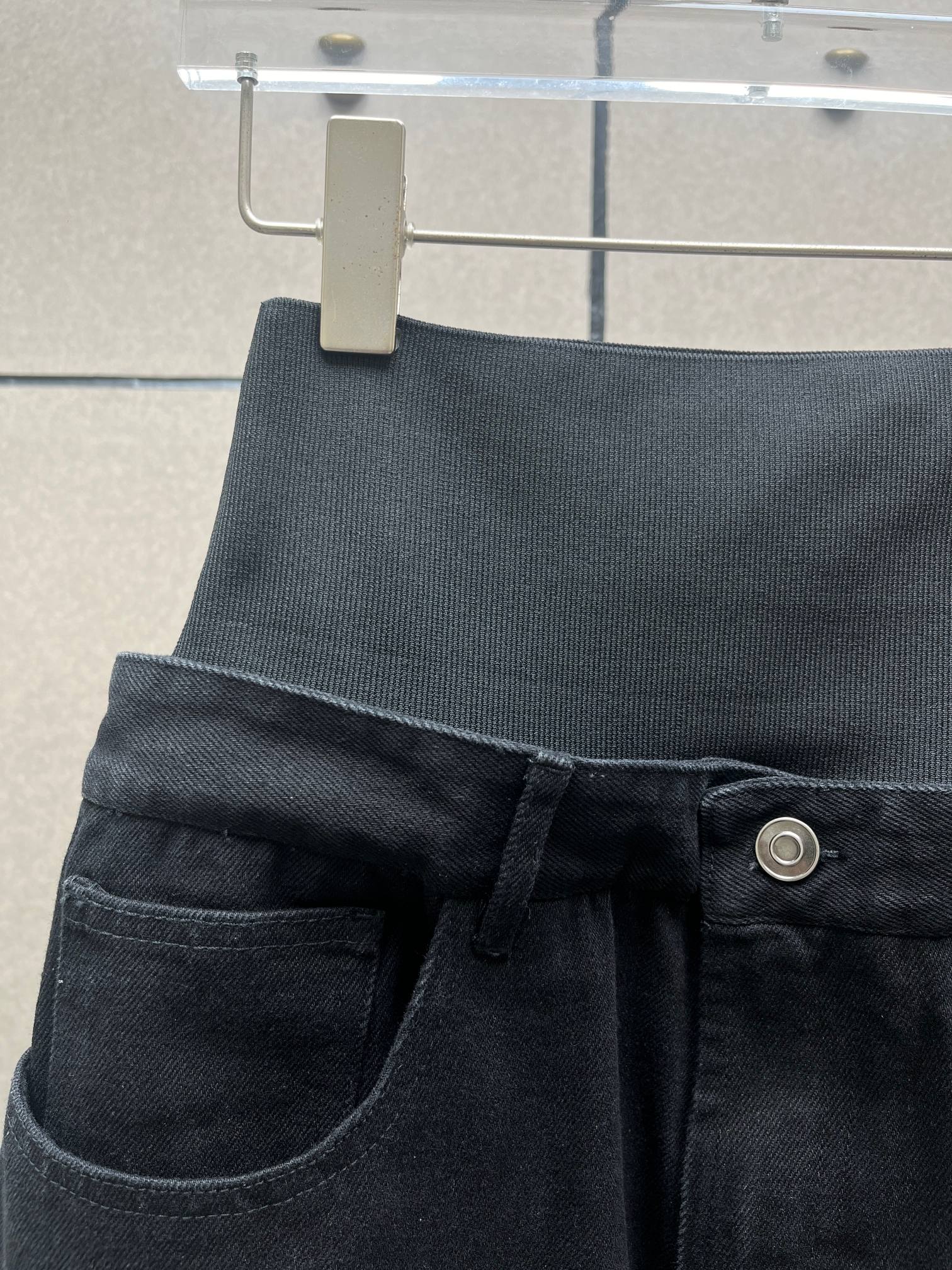 ❤️alai* 针织螺纹高腰拼接洗水牛仔裤！SML