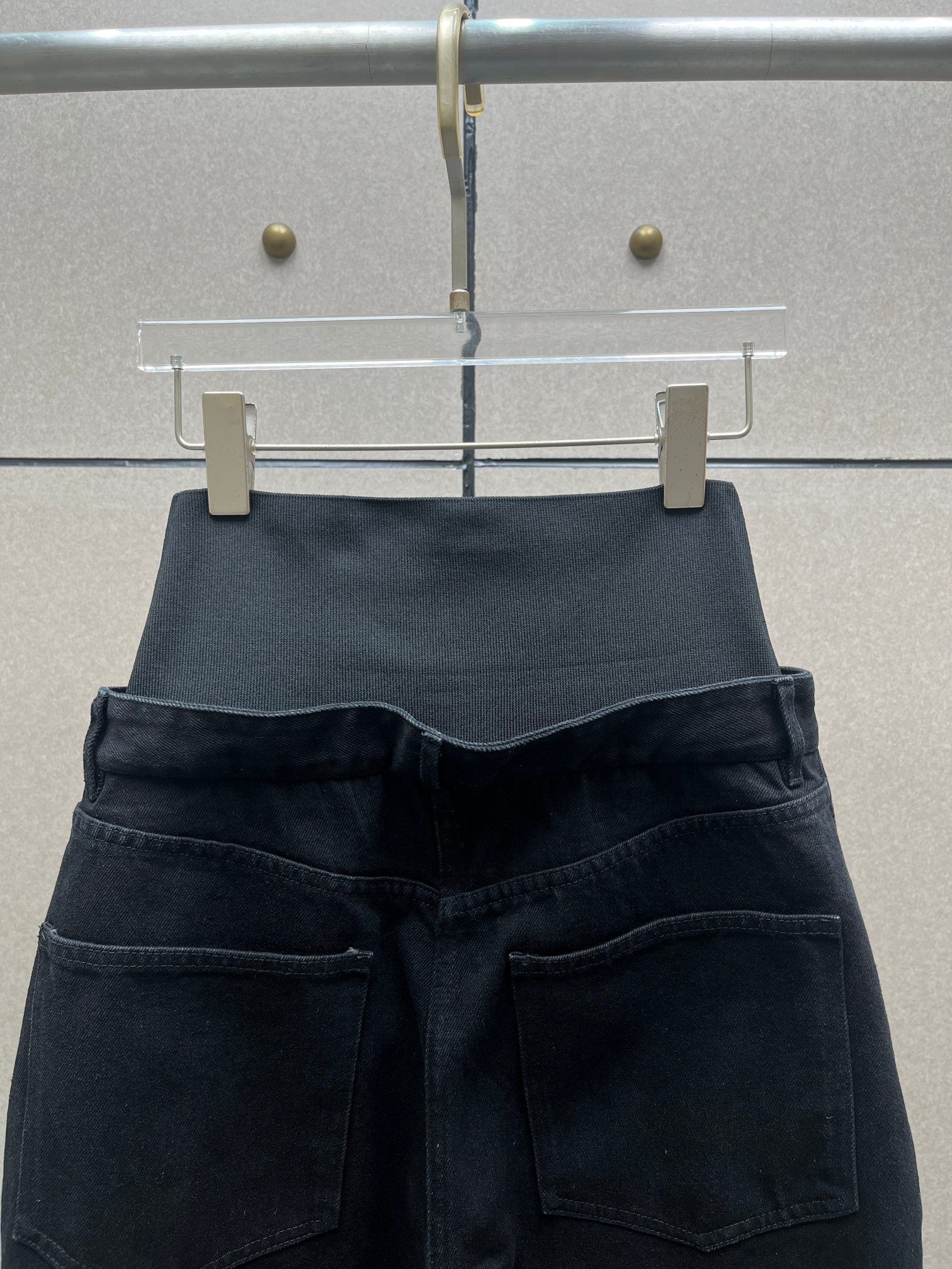 ❤️alai* 针织螺纹高腰拼接洗水牛仔裤！SML