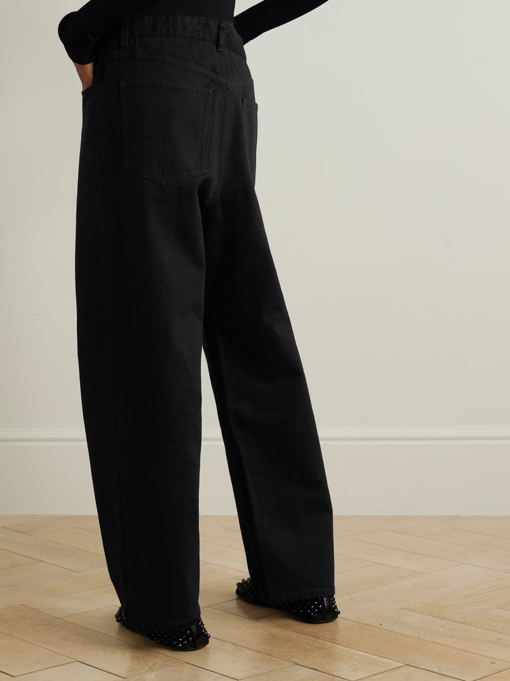 ❤️alai* 针织螺纹高腰拼接洗水牛仔裤！SML