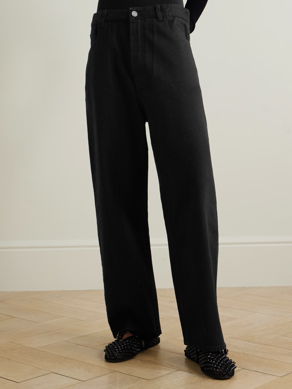 ❤️alai* 针织螺纹高腰拼接洗水牛仔裤！SML