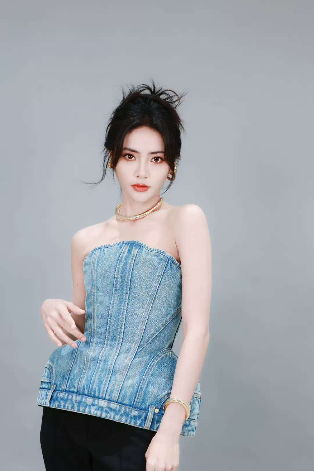♥️ B 定型牛仔裹胸上衣 ！棉 SML  