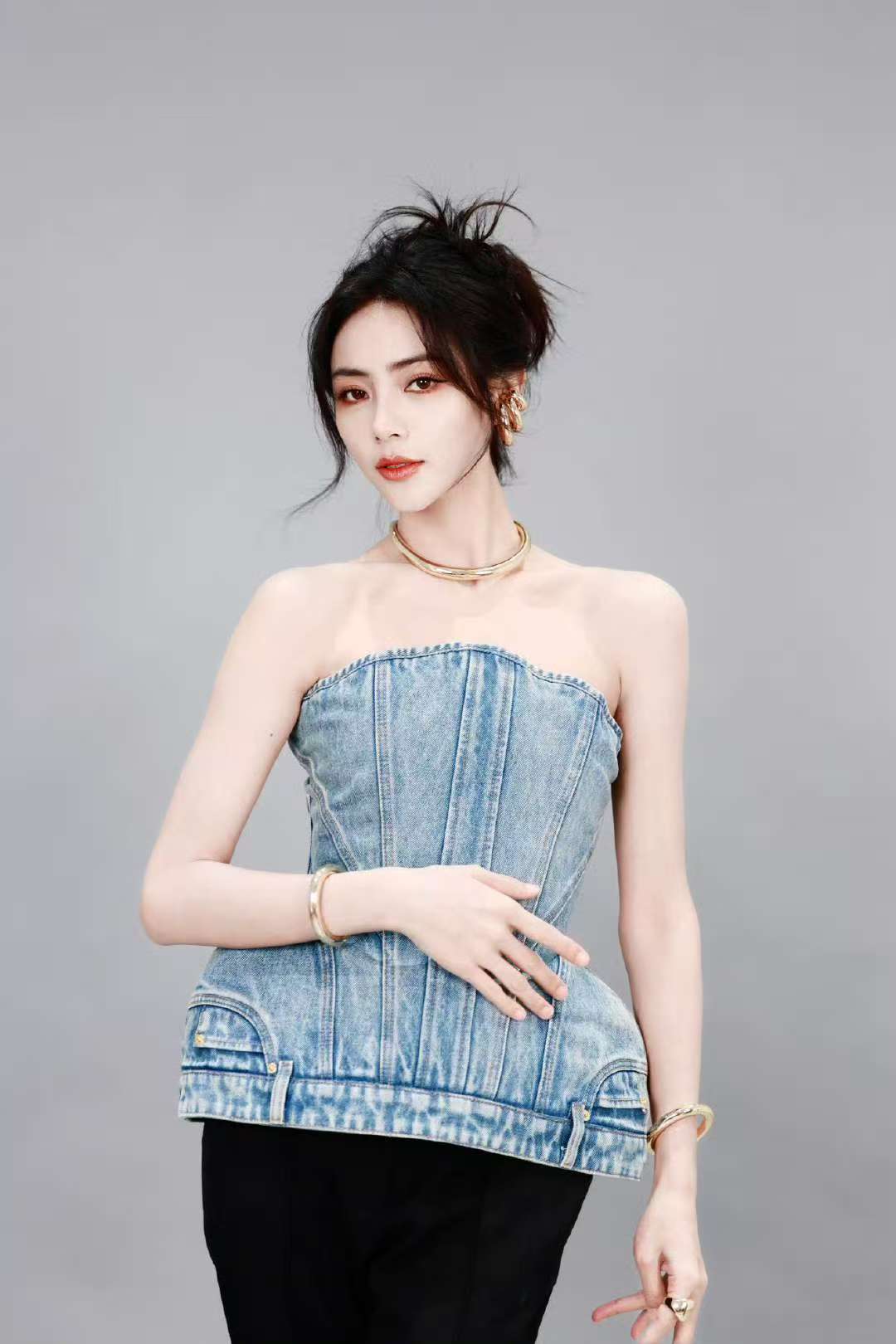 ♥️ B 定型牛仔裹胸上衣 ！棉 SML  