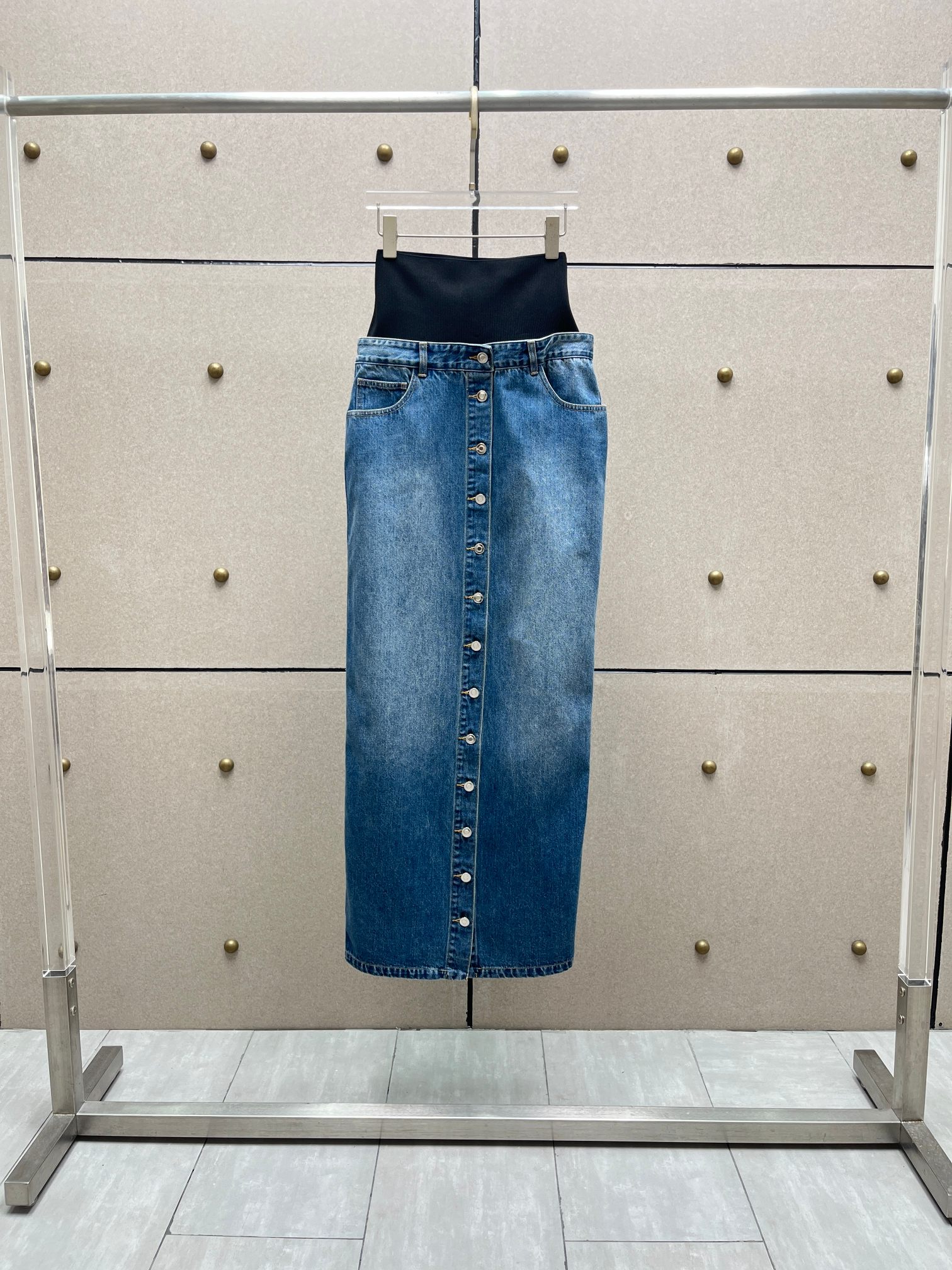 NO:331351,alai* threaded spliced ​​denim skirt!  SML, alaia, skirts, alexander wang19860909alai* 螺纹拼接牛仔长半裙！SML,,alaia,skirts,alexander wang,Women's clothing