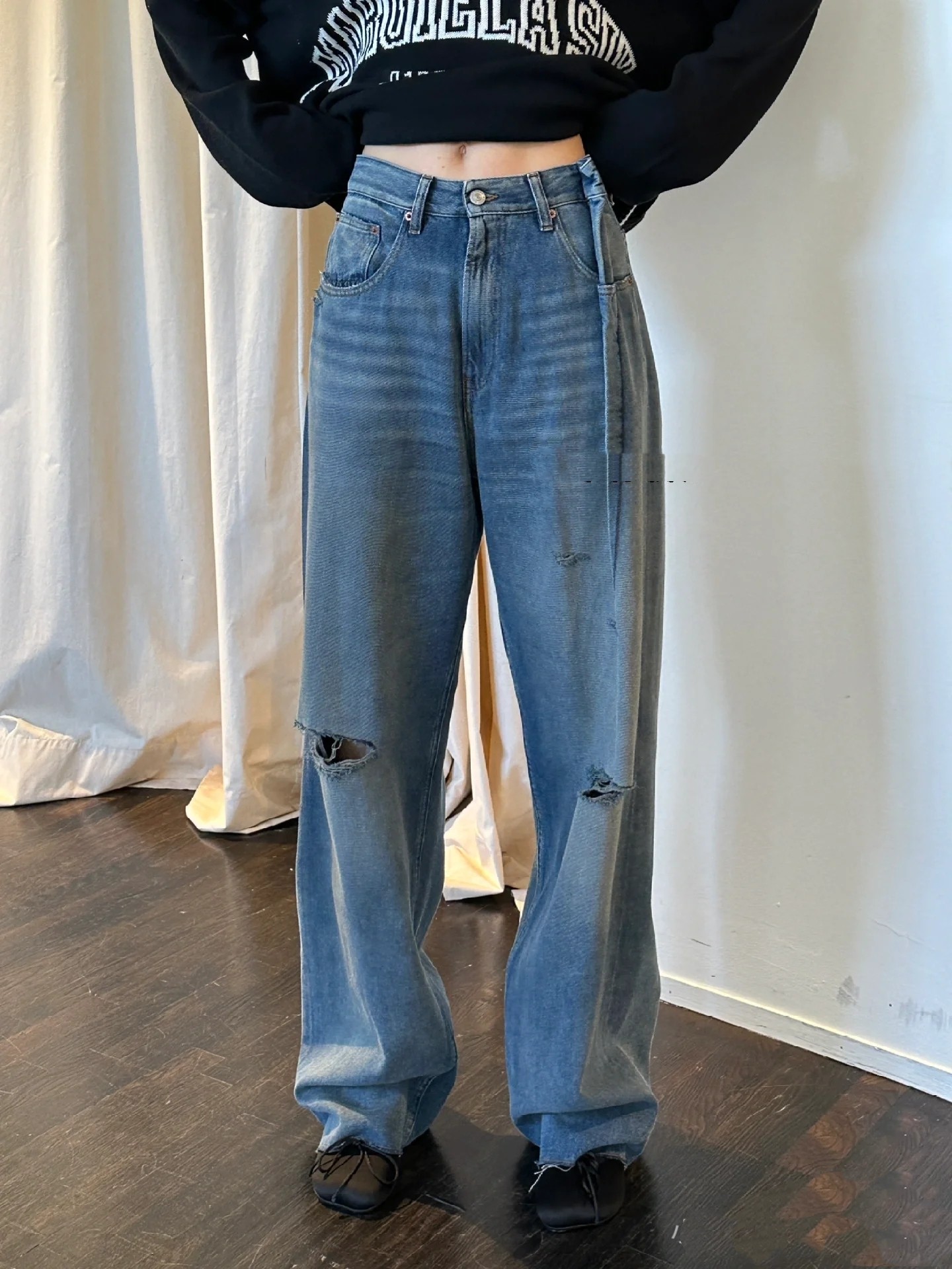 NO:319182,m6 cut and worn jeans!  cotton SML, jeans,alexander wang19860909m6 割破做旧牛仔裤！棉 SML,,jeans,alexander wang,Women's clothing