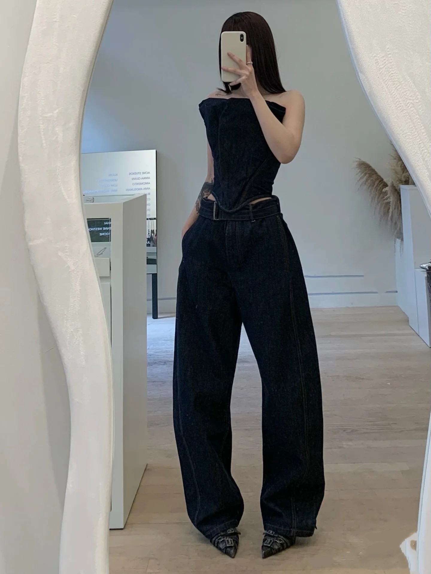 NO:319034,magda belt loose jeans!  cotton SML, jeans,alexander wang19860909magda 腰带宽松牛仔裤！棉 SML,,jeans,alexander wang,Women's clothing