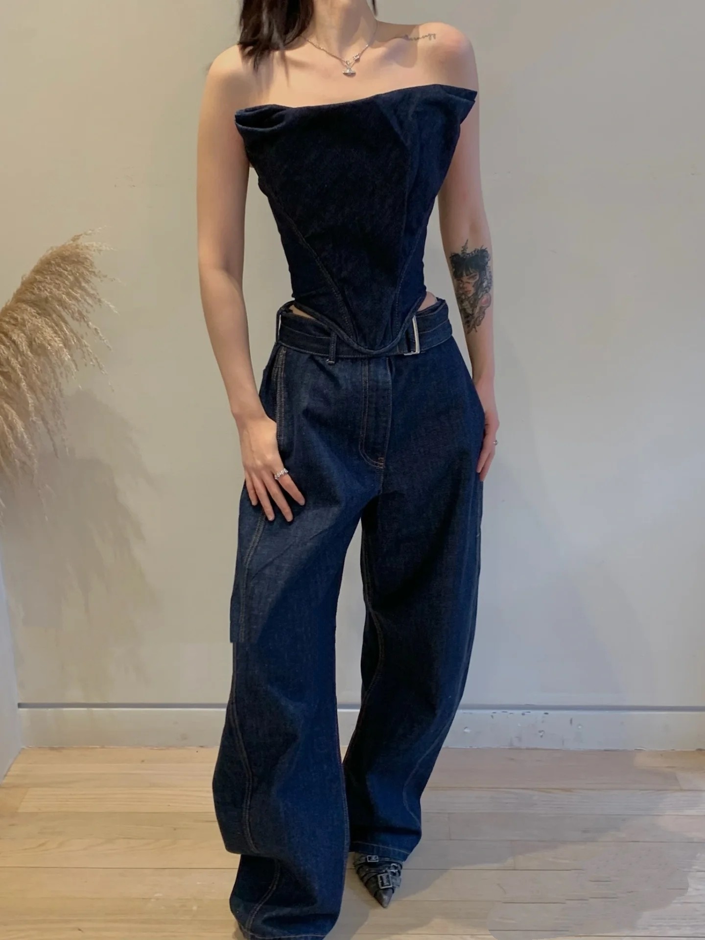 ♥️magda 腰带宽松牛仔裤！棉 SML