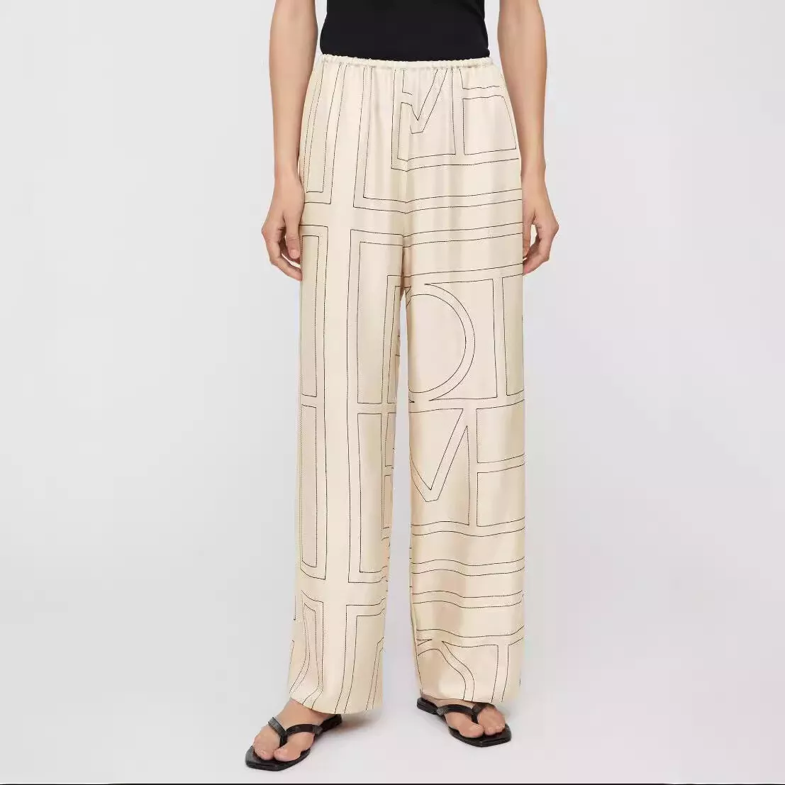 ♥️mote*丝质刺绣长裤！人丝 两色 SML