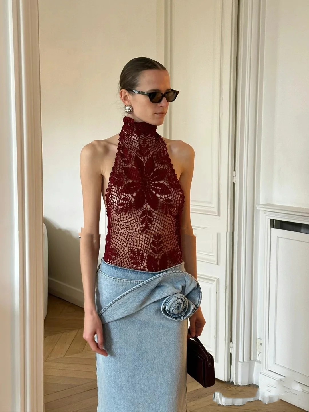 ♥️magda 纽花牛仔半裙！棉 SML