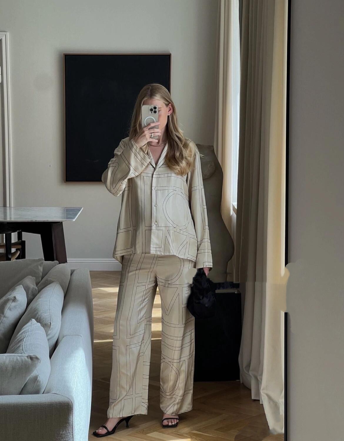 ♥️mote*丝质刺绣长裤！人丝 两色 SML