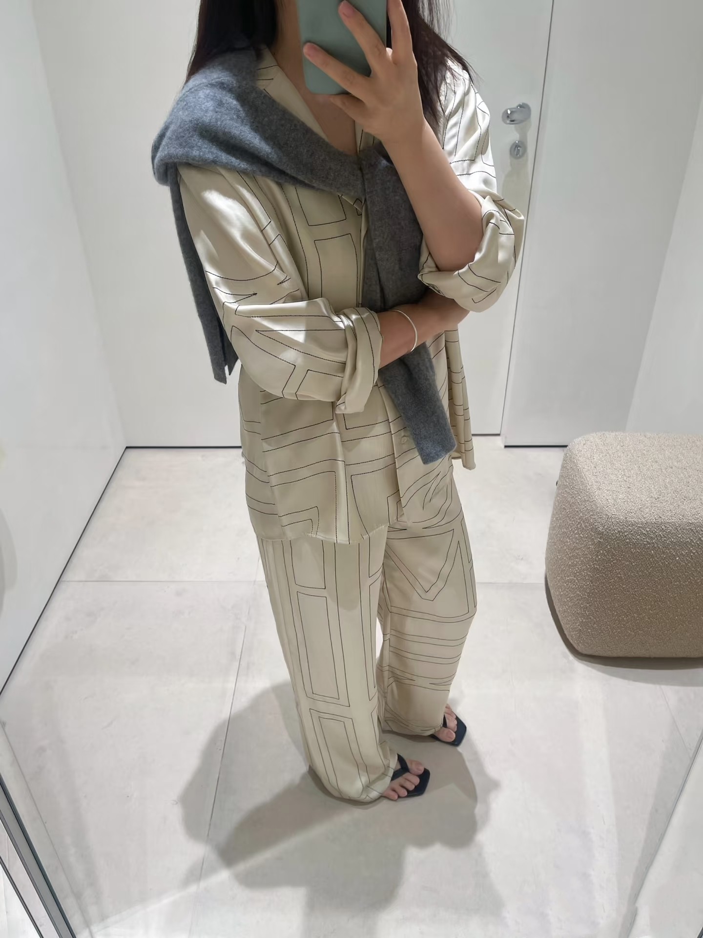 ♥️mote*丝质刺绣长裤！人丝 两色 SML