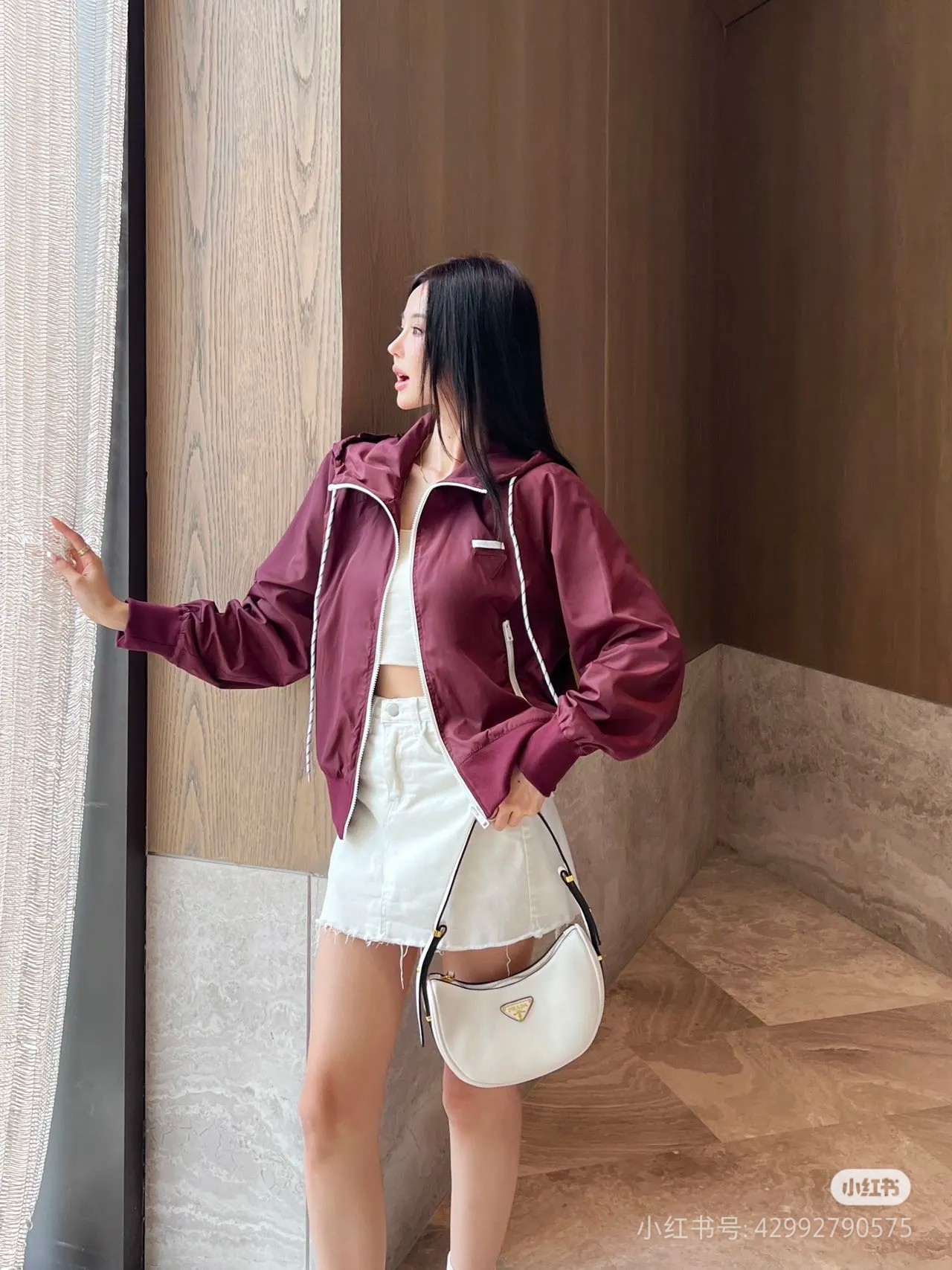 ♥️连帽拉链薄夹克外套！尼龙 SML