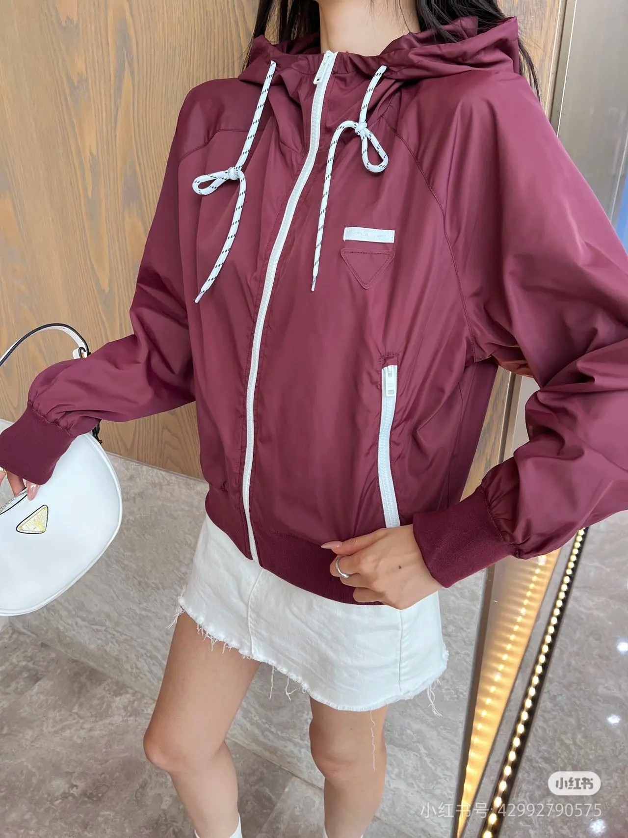 ♥️连帽拉链薄夹克外套！尼龙 SML