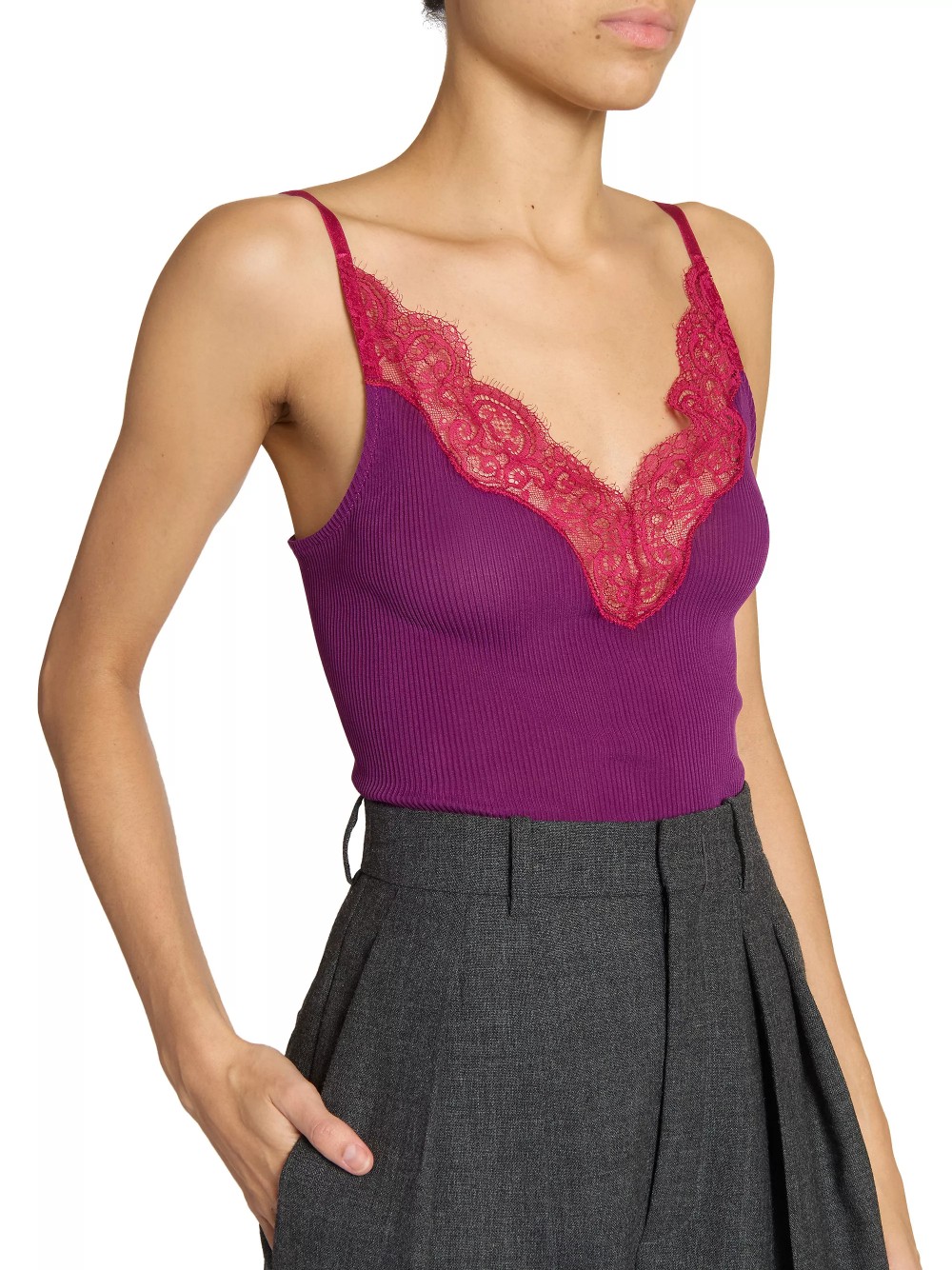 ♥️Y s l 定制染色蚕丝针织背心！绢丝纱线 定制染色 定制蕾丝 超薄螺纹针织而成。两色 SML