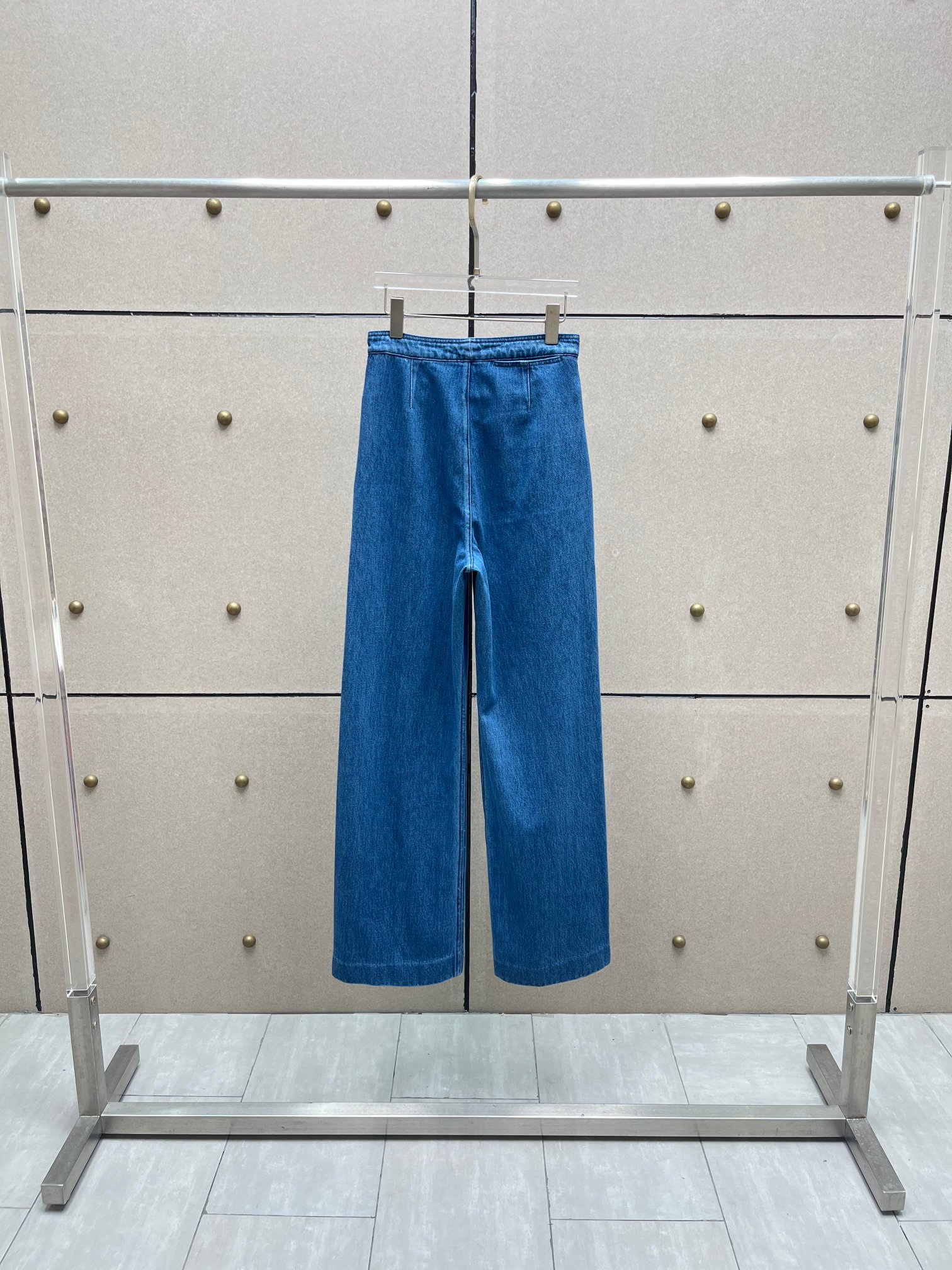 ♥️复古高腰撞色红纽扣牛仔裤！棉 SML