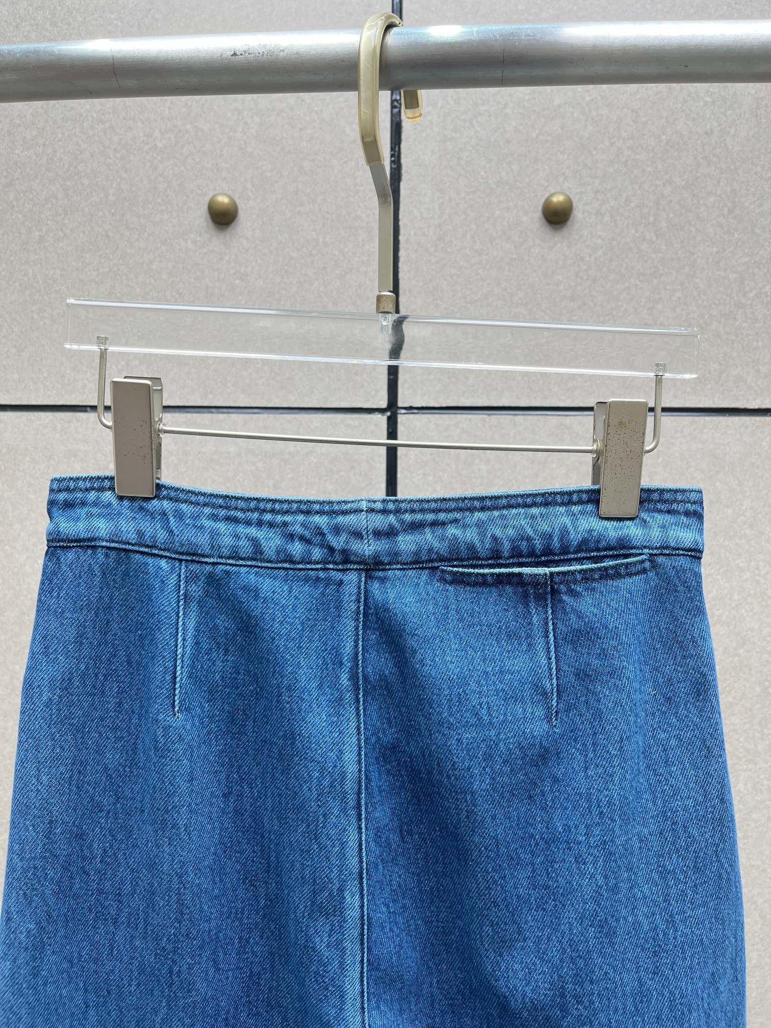 ♥️复古高腰撞色红纽扣牛仔裤！棉 SML