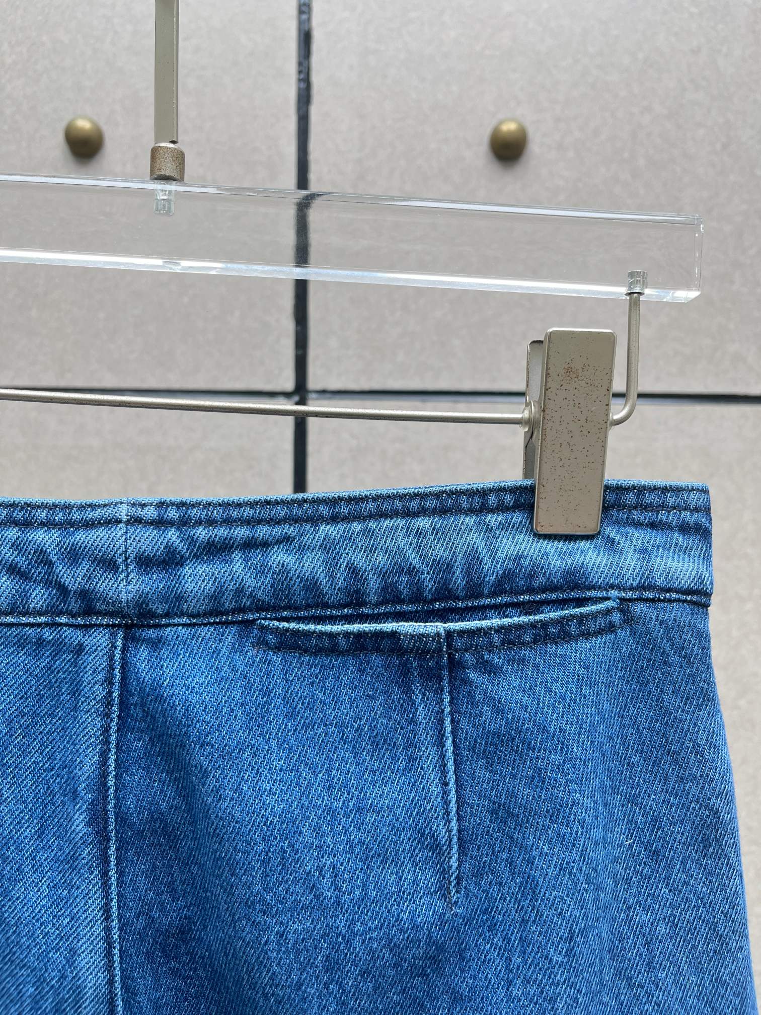 ♥️复古高腰撞色红纽扣牛仔裤！棉 SML