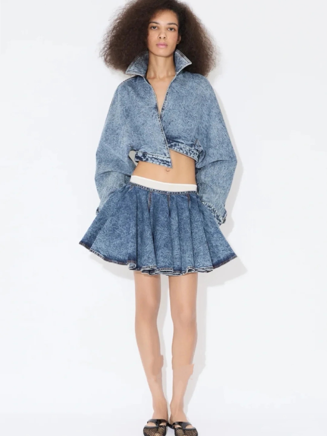 NO:328403,alai* Snowflake Washing Cowboy Pleated Skirt!  cotton SML, alaia, skirts, alexander wang19860909alai*雪花洗水牛仔百褶裙！棉 SML,,alaia,skirts,alexander wang,Women's clothing