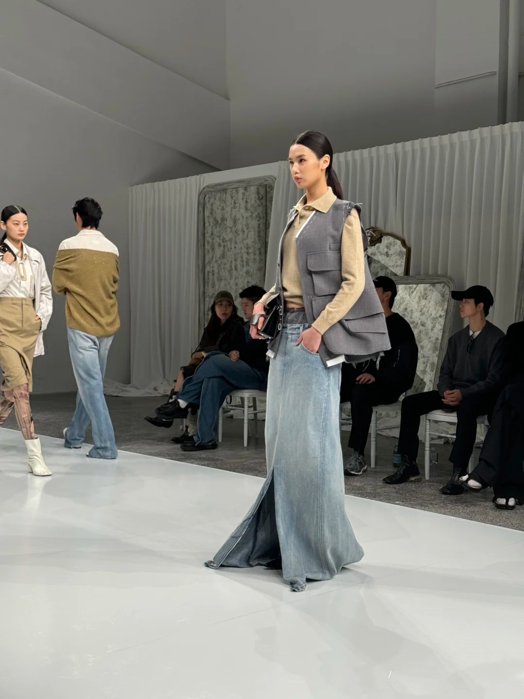 ♥️mm 双腰洗水牛仔长半裙！棉 SML