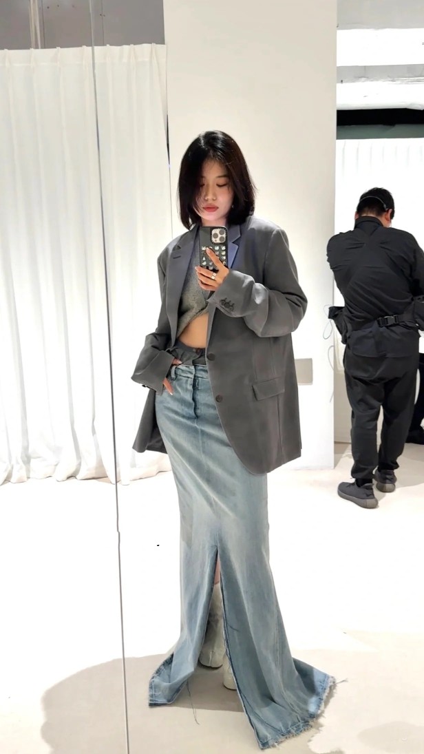 ♥️mm 双腰洗水牛仔长半裙！棉 SML