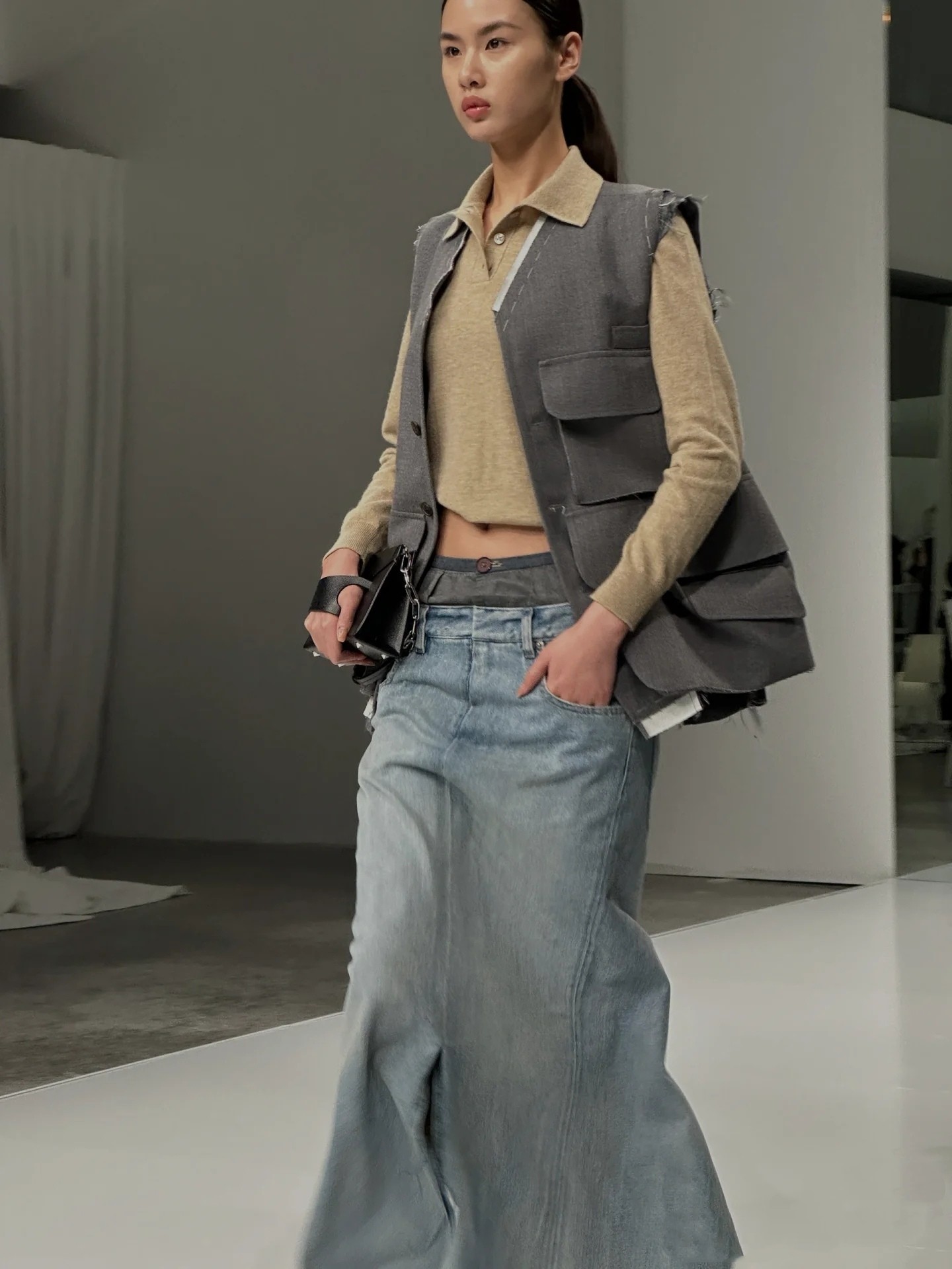 ♥️mm 双腰洗水牛仔长半裙！棉 SML