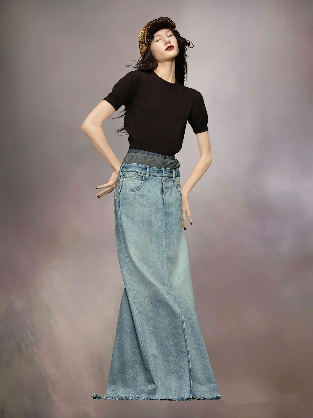 ♥️mm 双腰洗水牛仔长半裙！棉 SML