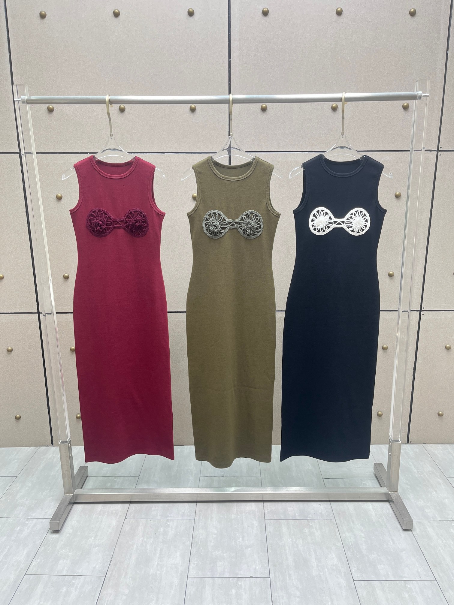 ❤️手勾拼接螺纹连衣裙！棉 三色 SML