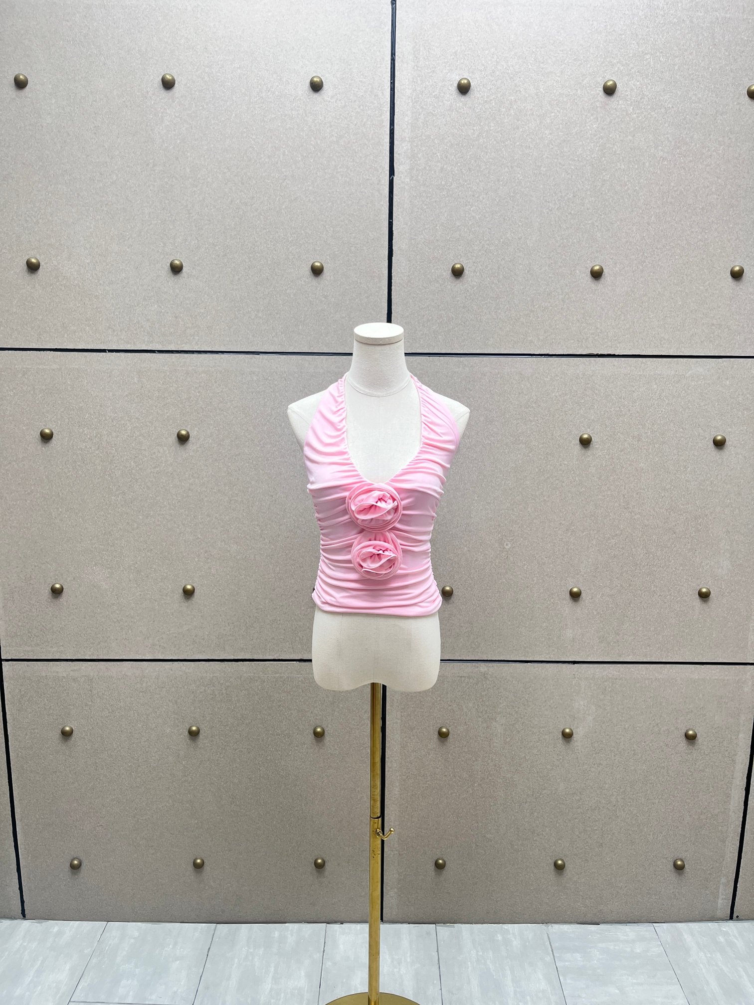 ❤️手工钉花收褶挂脖上衣！SML