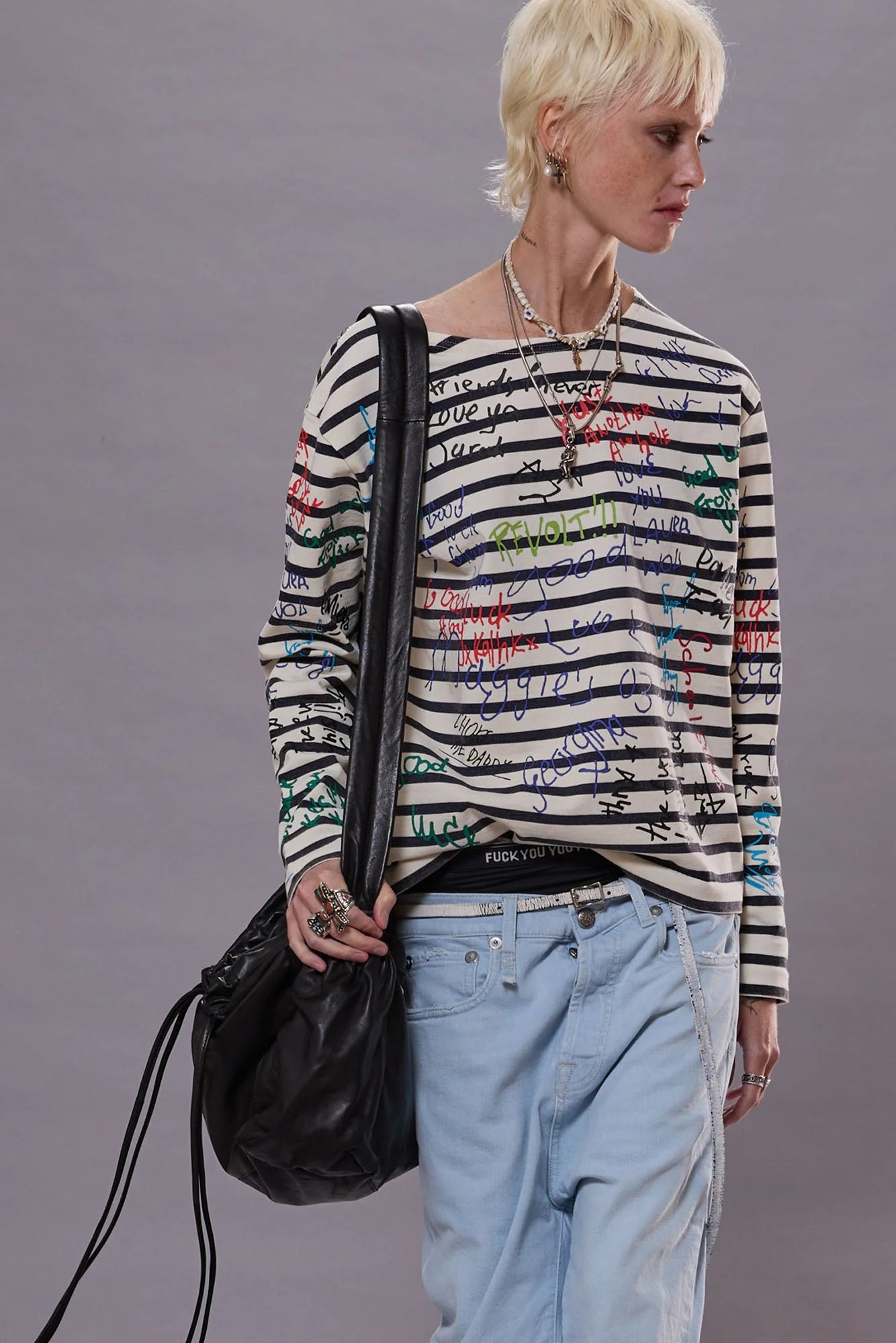 NO:414956,Colorful doodle striped long-sleeved T-shirt!  cotton SML, tees, t-shirt,alexander wang19860909彩色涂鸦条纹长袖T恤！棉 SML,,tees，t-shirt,alexander wang,Women's clothing