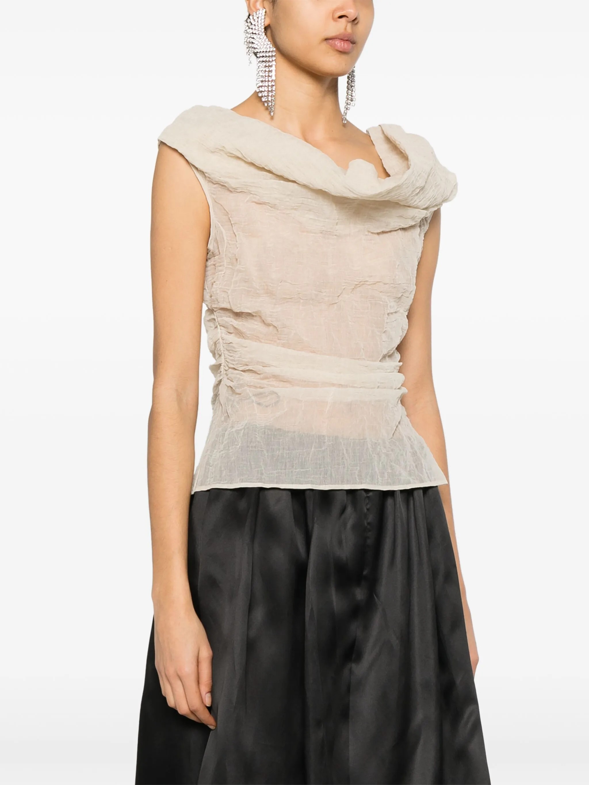 ❤️压褶不规则领上衣！SML